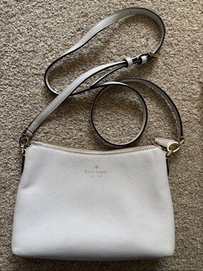 Kate Spade Pale Blue Pebbled Leather Crossbody with Silver Hardware